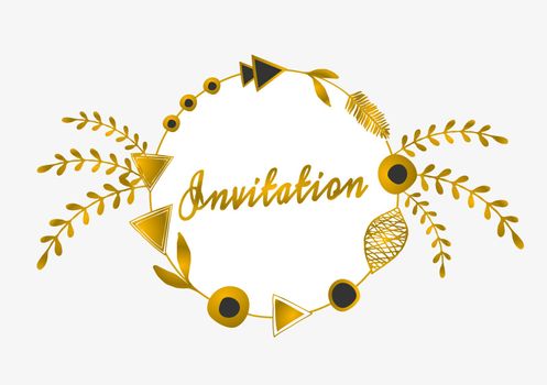 Golden Tribal Frame Invitation Design