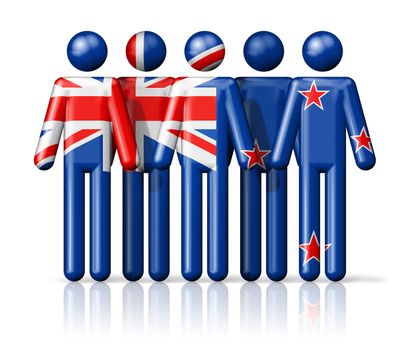 Flag of New Zealand on stick figure