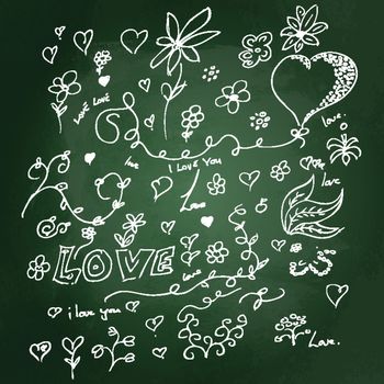 Sketchy love heart design on blackboard
