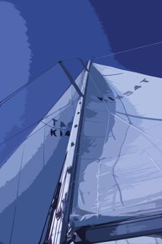 yacht sails and rigging viewed from the deck below