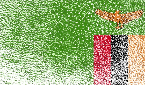 Flag of Zambia with old texture. 