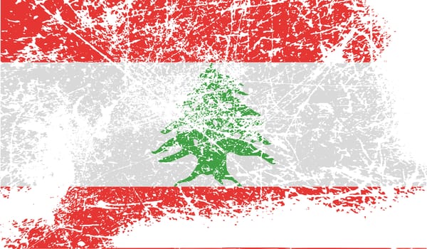 Flag of Lebanon with old texture. 