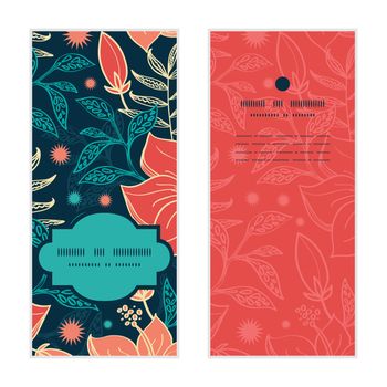 Vector vibrant tropical hibiscus flowers vertical frame pattern invitation greeting cards set graphic design