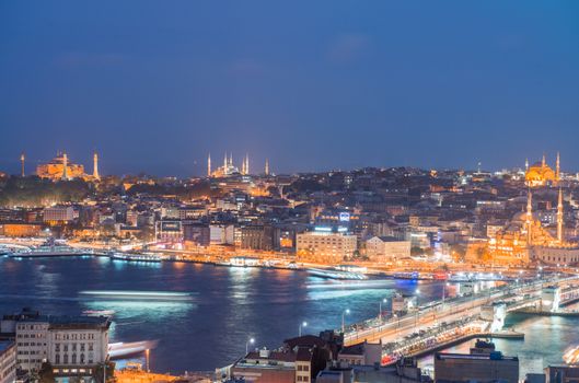 Night panoramic view of Istanbul