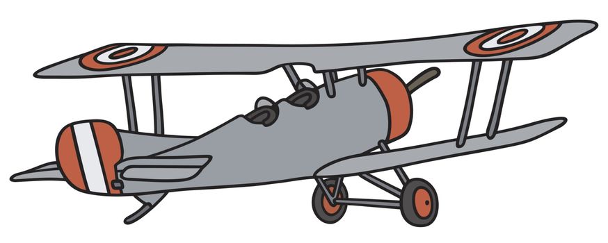 Vintage gray biplane