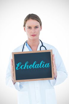 The word echolalia against doctor showing chalkboard