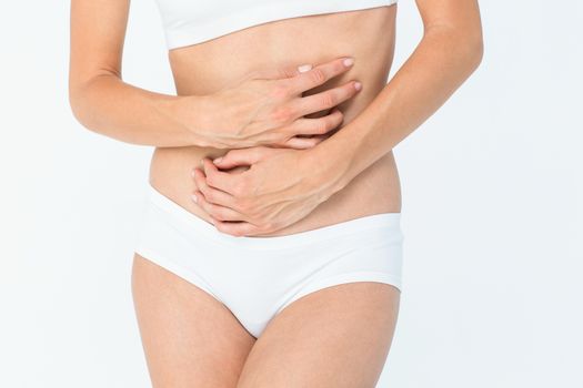 Woman with stomach pain 