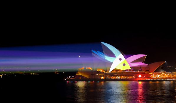 Light Beams and Sydney Opera House Vivid Sydney