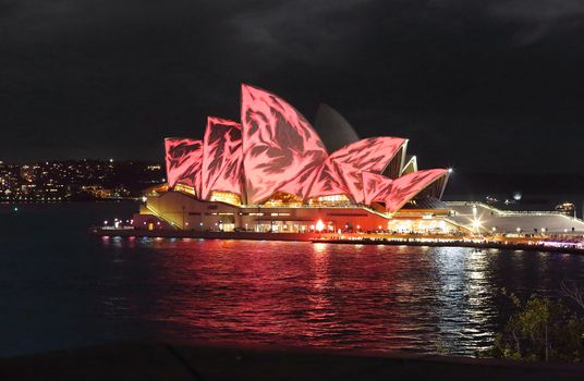 Sydney Opera House in red