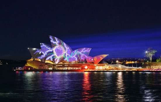 Splotches of colours on Sydney Opera House Vivid