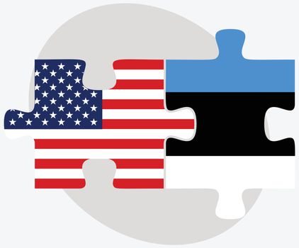 USA and Estonia Flags in puzzle 