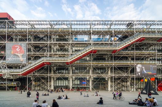 Paris, France - May 14, 2015: People visit Centre of Georges Pompidou