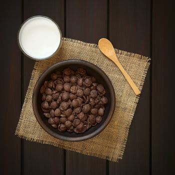 Chocolate Corn Flakes Breakfast Cereal and Milk
