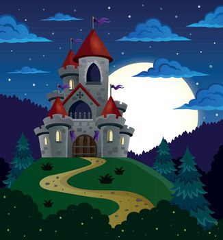 Night scene with fairy tale castle