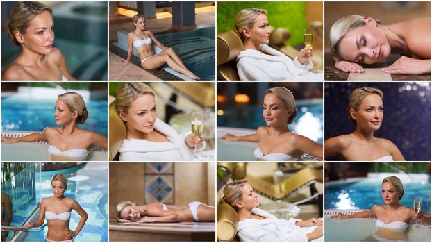 beautiful young woman relaxing at luxury spa