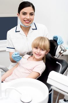 Little girl at annual dental checkup