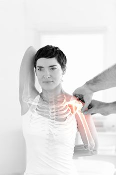 Highlighted bones of woman at physiotherapist 