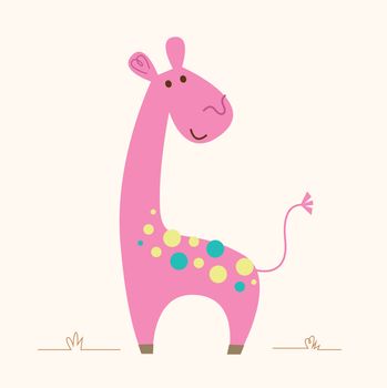 Cute pink Giraffe character for baby room