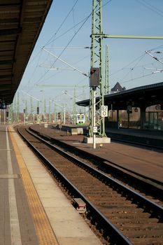 On the platform of Weimar railway station, Germany