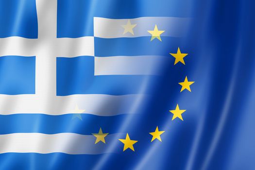 Greece and Europe flag - 3D illustration