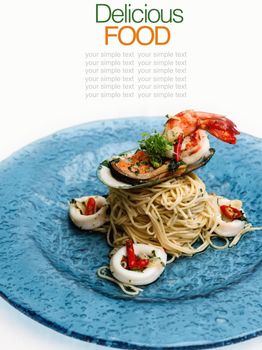 Italian cuisine spaghetti and seafood.