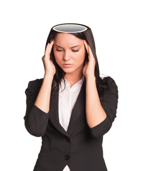 Thinking businesslady with empty head