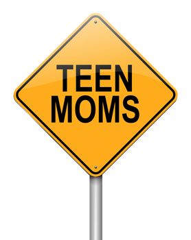 Illustration depicting a sign with a teen mom concept.