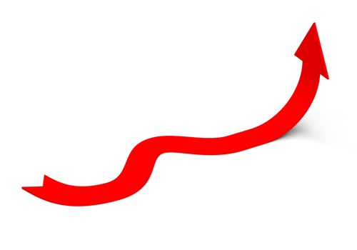 Red curving arrow