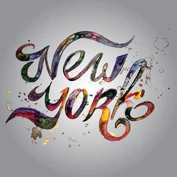 Conceptual handwritten phrase New York City on a white background. Vector illustration