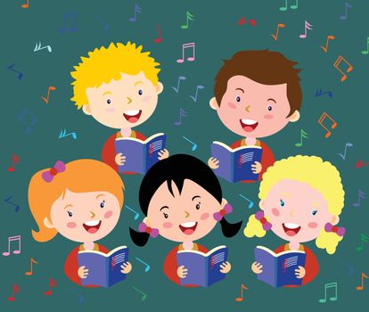 Children choir. Kids choir singing