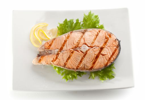 Grilled salmon stake