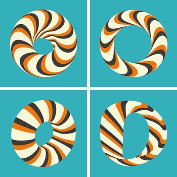 Set of abstract 3d vector icons such emblems. 3d bracelets or rings.