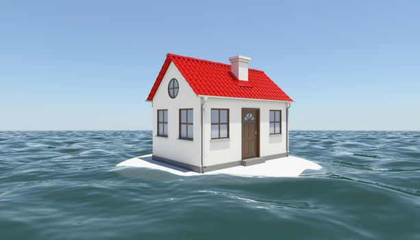 House on island in sea