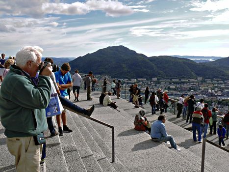 Utsikt fra Fløien i Bergen, Norge