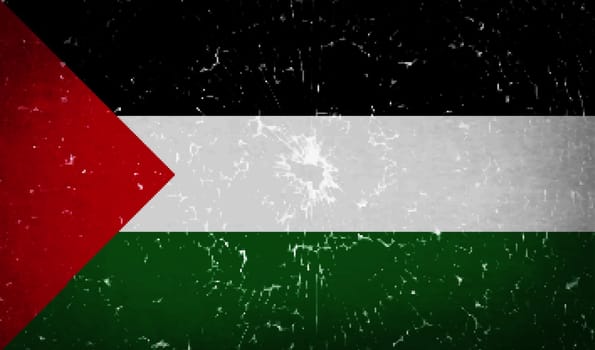 Flags Palestine with broken glass texture. Vector