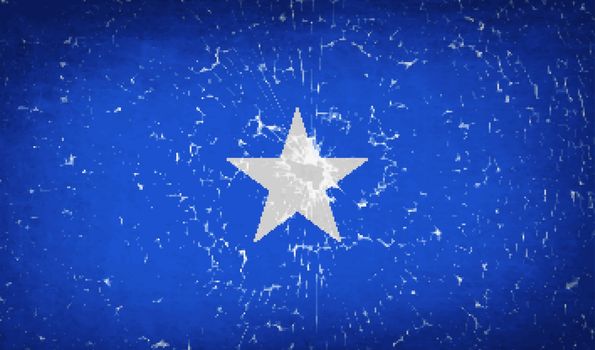 Flags Somalia with broken glass texture. Vector