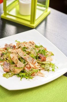 Salad with smoked eel