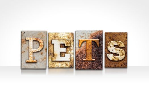 Pets Letterpress Concept Isolated on White
