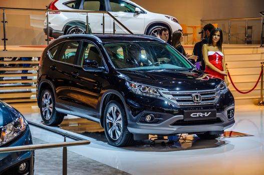 MOSCOW, RUSSIA - AUG 2012: HONDA CR-V 4TH GENERATION presented as world premiere at the 16th MIAS Moscow International Automobile Salon on August 30, 2012 in Moscow, Russia