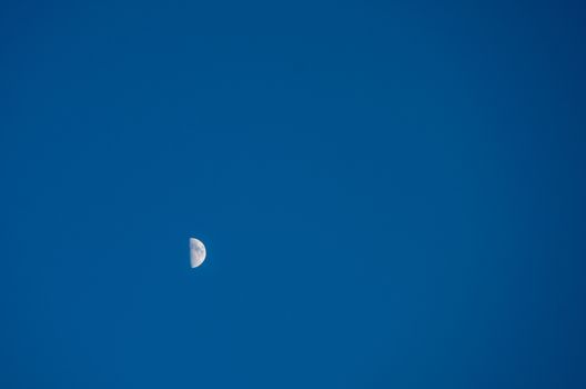 Half moon in night sky