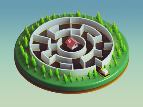 Cars are about to enter the maze