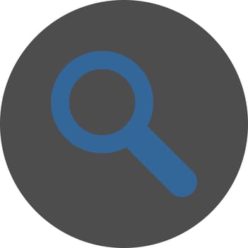 Search flat cobalt and gray colors round button