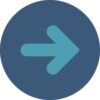 Arrow Right flat cyan and blue colors round button