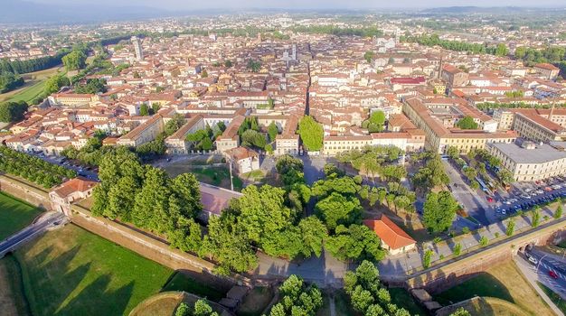 Aerial view of Lucca, ancient town of Tuscany