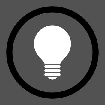 Electric Bulb flat black and white colors rounded raster icon