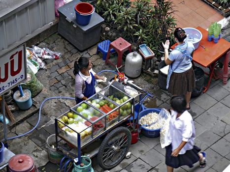 Gatesalg av matvarer i Bangkok, Thailand