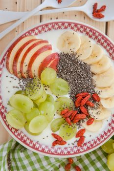 Smoothie Bowl with fresh fruits and chia seeds