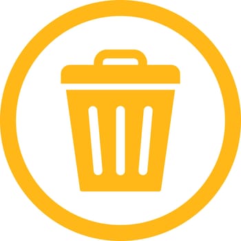 Trash Can flat yellow color rounded vector icon