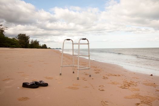 walker on sand beach