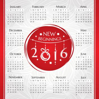 2016 new year calendar vector illustration